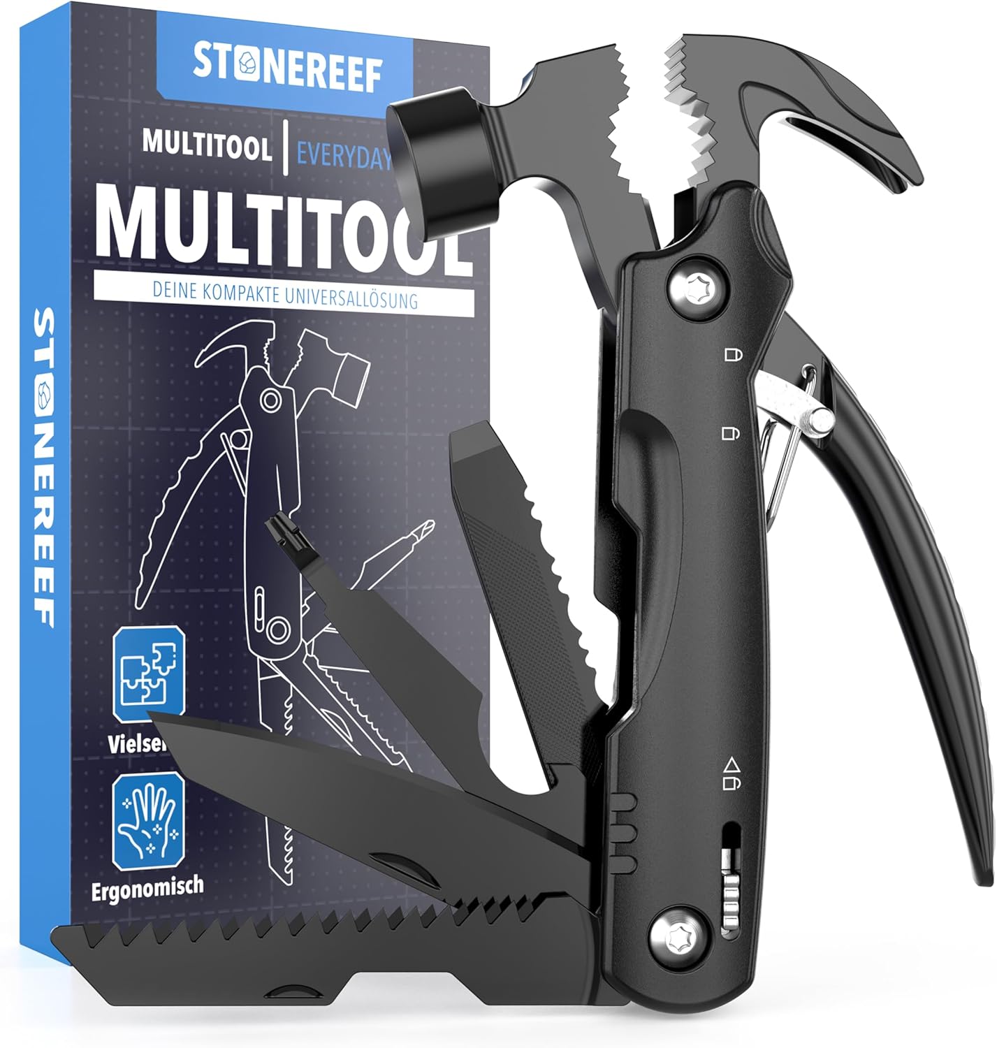 ⚡ Elektro & Technik – Multitool – 12-in-1-Multitool mit Edelstahlzange, Schraubendreher, Messer und Säge – perfekt für Camping, Outdoor und Basteln – Geschenk für Männer