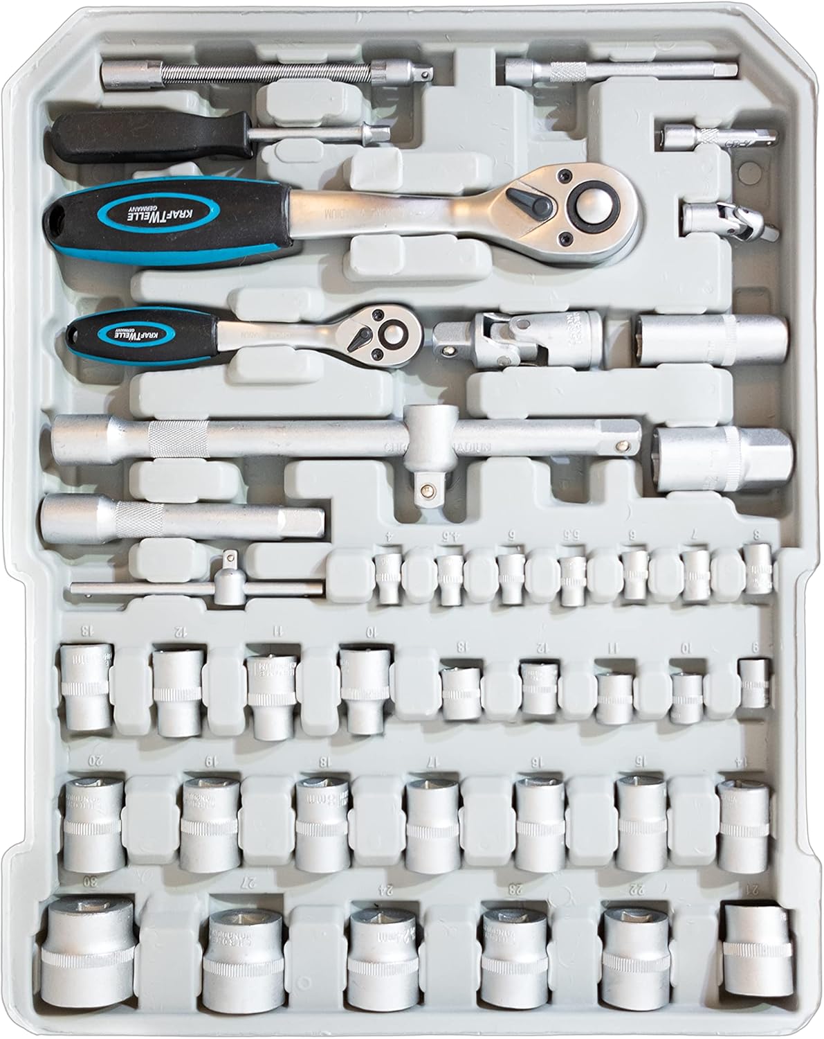 🔥 Angebote & Aktionen – Kraftwelle Tool Trolley Tool Box with 188 Pieces Tool Box Rollable Aluminium Case Reversible Ratchet Tool Set Lockable Ring Ratchet Wrench – Bild 5