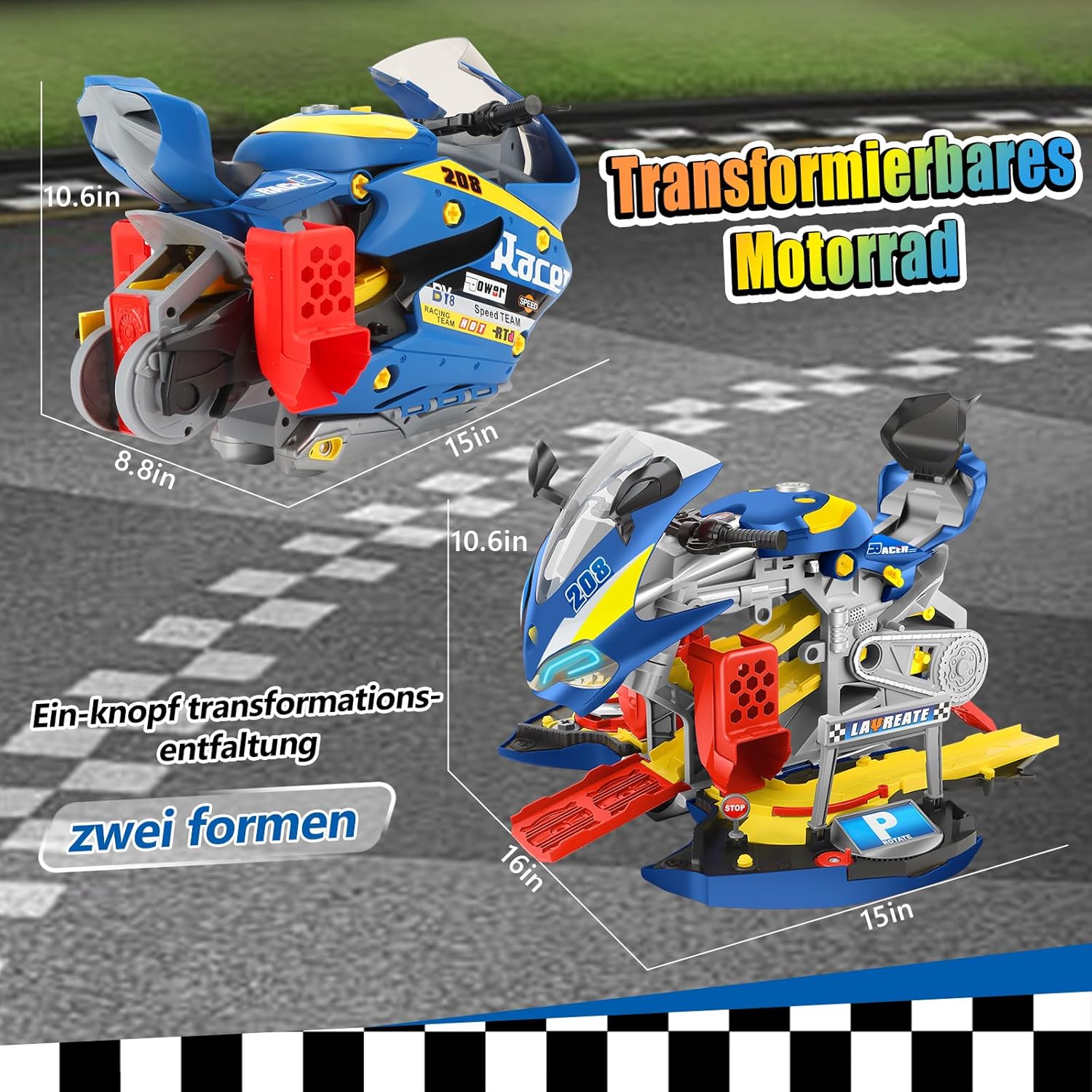 ⚡ Elektro & Technik – Kinder-Autoschrauben mit Bohrer, großes Moto-Set zum Schrauben, Spielzeug-Set mit Licht und Ton, Reparaturfunktionen, Lernspielzeug, Geschenke für Jungen, Geburtstag, 3–8 Jahre – Bild 3