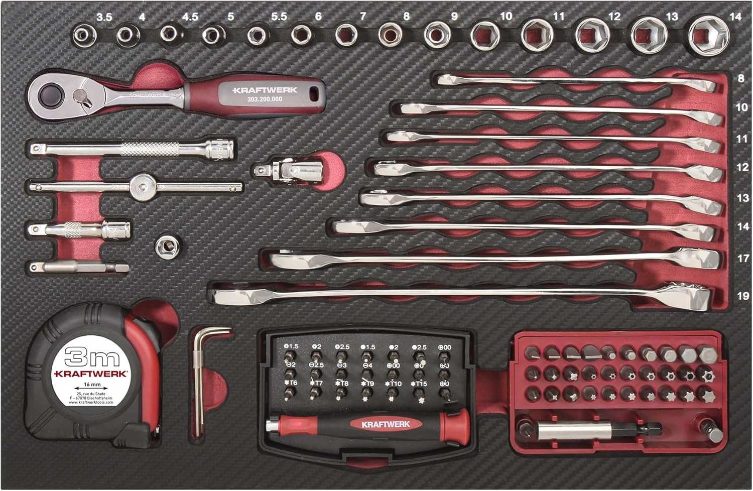 🚗 KFZ & Werkstatt – KRAFTWERK Kraftwerk 3944 Professional Tool Box Aluminium 123 Pieces Tool Box Equipped Socket Spanner Set – Bild 3