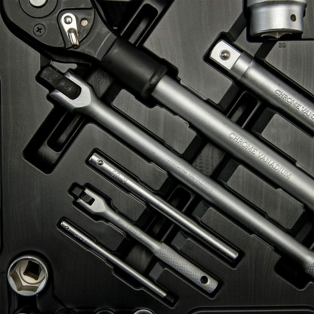 🚗 KFZ & Werkstatt – Socket Spanner Set 1/4 + 1/2 + 3/4 Inch Filled with Ratchet and Hex Inserts Professional Tool Box Car Tool Screwdriver Set No. 3980 Giant WGB – Bild 5