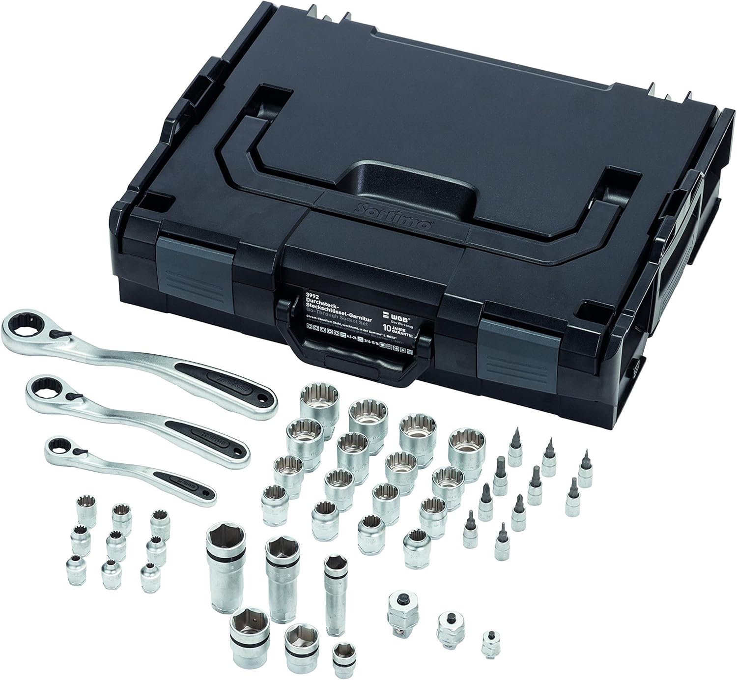 🚗 KFZ & Werkstatt – MOFLEX Socket Set, 47 Pieces I WGB The Tool I 1/4" + 3/8" + 1/2" I Chrome Vanadium Steel – Bild 2
