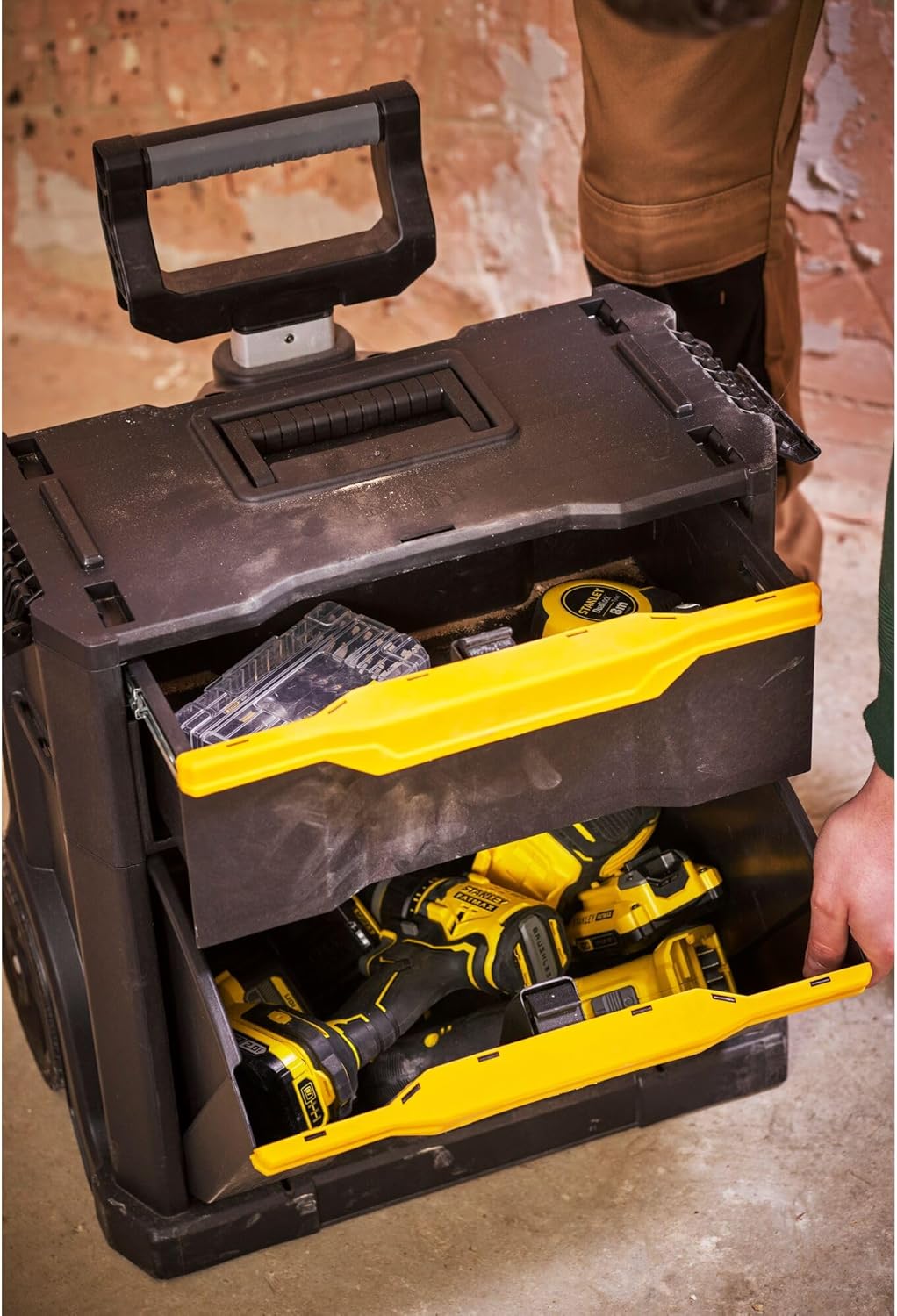 🚗 KFZ & Werkstatt – STANLEY 2-in-1 Rolling Workshop Tool Box Empty Tool Box (53 x 75.60 x 32 cm, Tool Carrier with Organiser Attachment, with Two Large Compartments, Telescopic Handle, Made of Robust Plastic) STST1-79231 – Bild 8