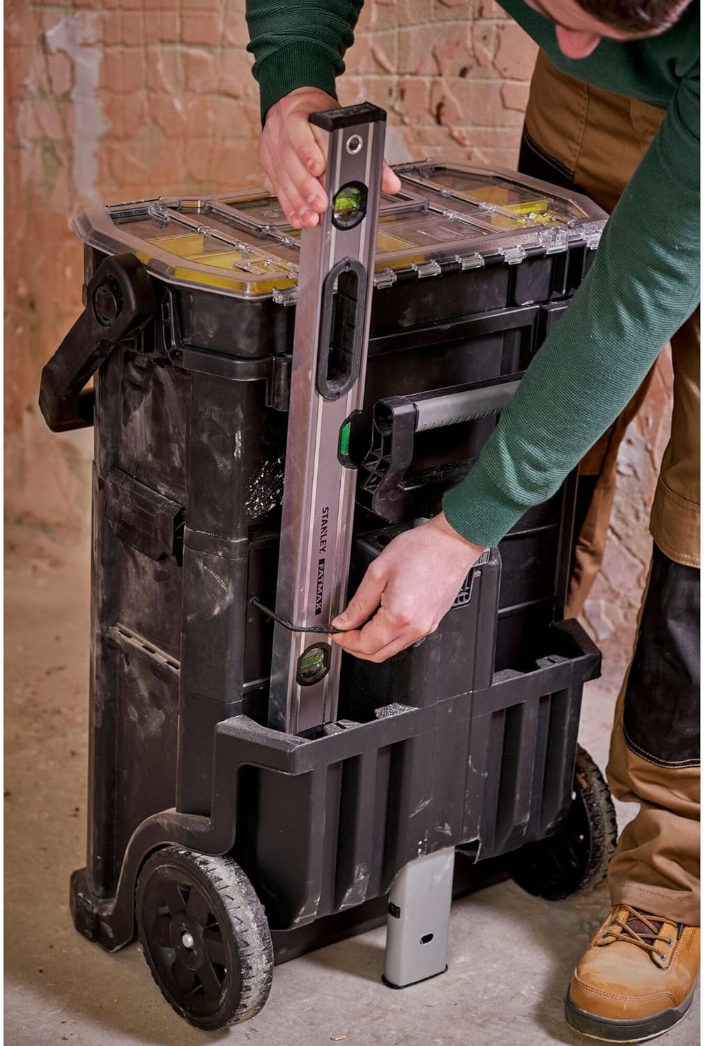 🚗 KFZ & Werkstatt – STANLEY 2-in-1 Rolling Workshop Tool Box Empty Tool Box (53 x 75.60 x 32 cm, Tool Carrier with Organiser Attachment, with Two Large Compartments, Telescopic Handle, Made of Robust Plastic) STST1-79231 – Bild 7
