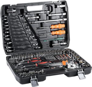 🚗 KFZ & Werkstatt – 121-Piece Ratchet Box 1/4 Inch and 3/8 Inch Reversible Ratchet Socket Set Ratchet Box Tool Box with Storage Socket Spanner Bit Set Socket Spanner Inserts Tool Box