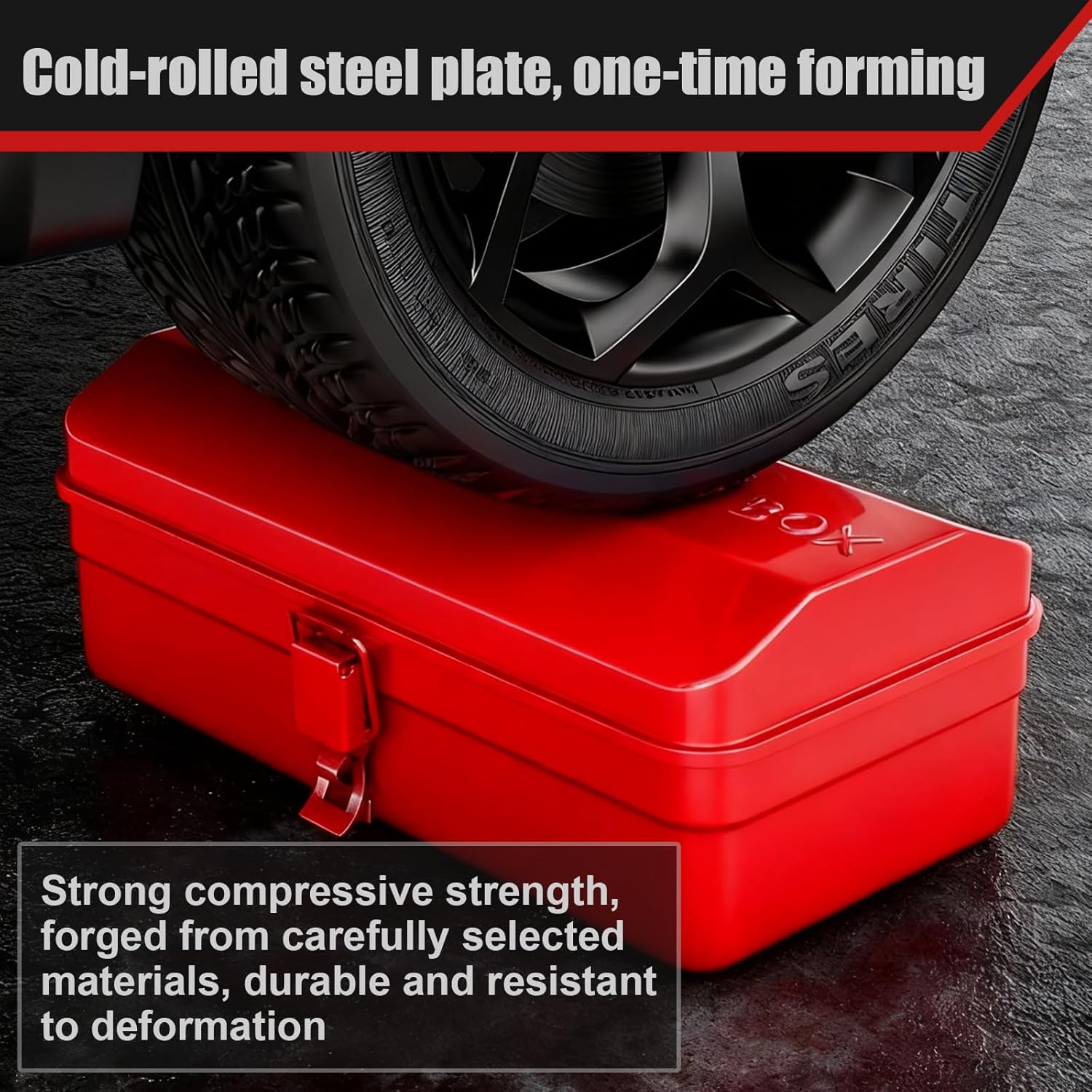 🔥 Angebote & Aktionen – Tool Box Empty Large Tool Box 37 x 16 x 12 cm Metal Tool Box with Carry Handle and Locking Camber Top Steel in Red Toolbox Empty – Bild 7