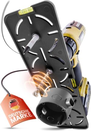⚡ Elektro & Technik – Bohrschablone für Steckdosen, inkl. Wasserwaage, Elektriker, Wasserwaage für Steckdose, Unterputzdose, Hohlwanddose, Rohbauschablone