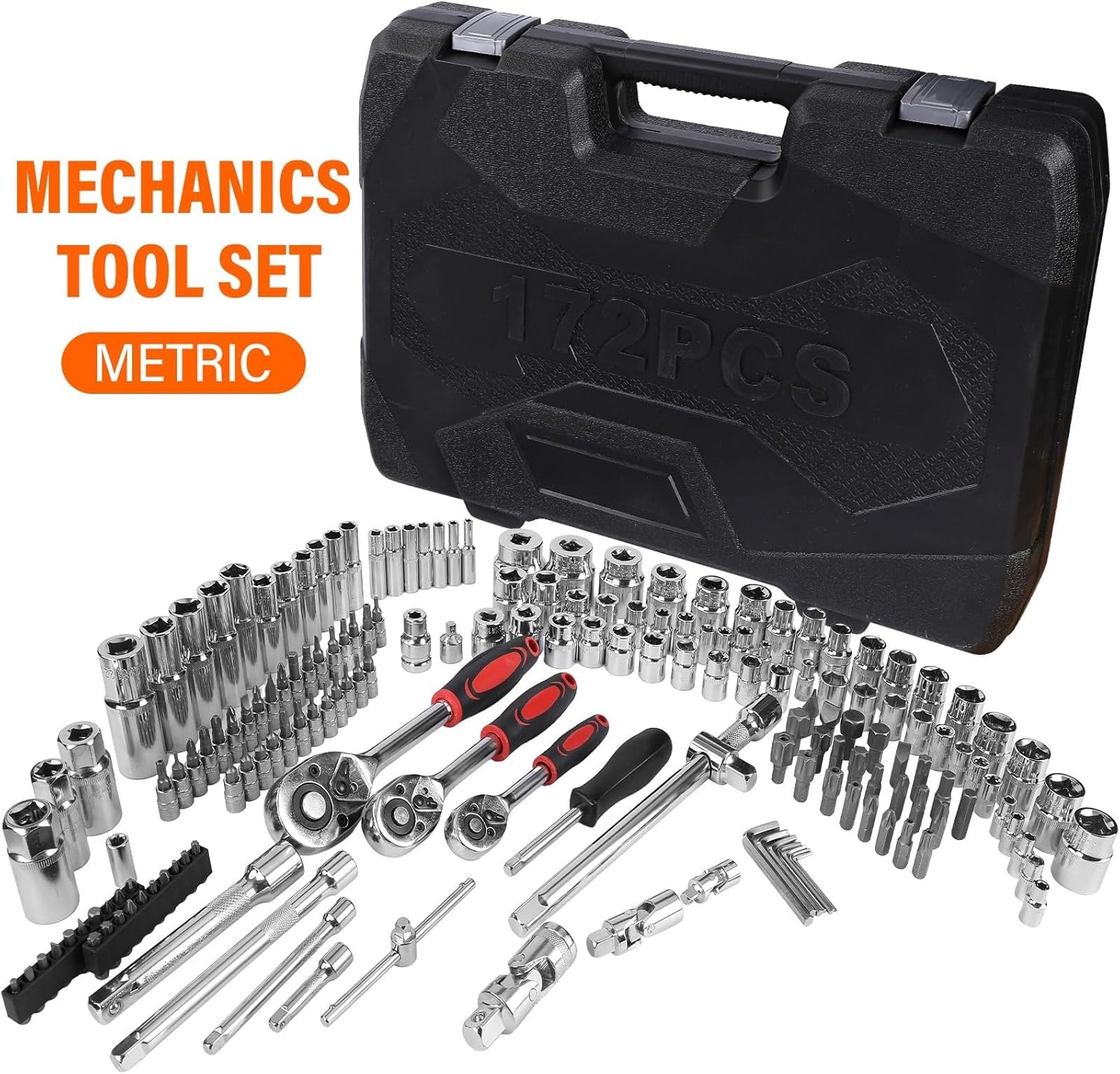 🚗 KFZ & Werkstatt – 172-Piece Socket Spanner Set Ratchet Box Socket Spanner Set 1/4 Inch 1/2 Inch 3/8 Inch – Bild 2