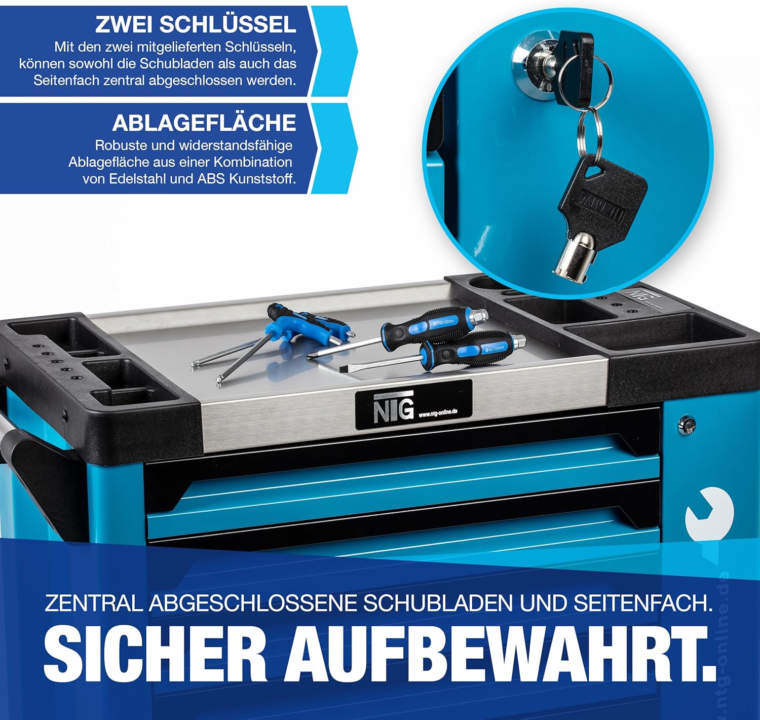 ⚡ Elektro & Technik – Werkzeugwagen, Trolley-Werkzeugkasten mit Werkzeugen und Schaumstoffeinlagen – Bild 4