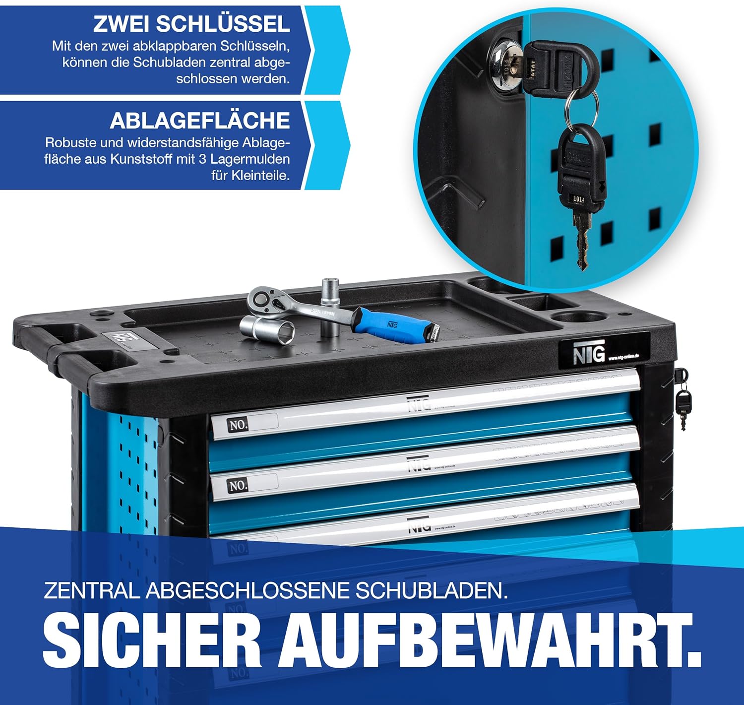 🚗 KFZ & Werkstatt – Tool trolley trolley tool box tool chest and Tools 220 pieces – Bild 4