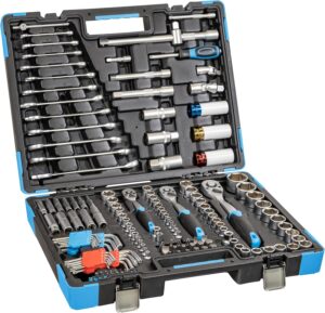 ⚒️ Bau & Montage – Güde 39003 Werkzeugkoffer GWZK 157 (157-teiliges Steckschlüssel- und Werkzeugset aus Chrom-Vanadium-Stahl im praktischen Koffer) blau/schwarz