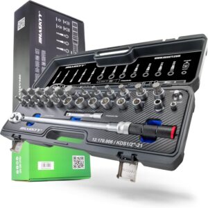 🚗 KFZ & Werkstatt – HASKYY Torque Wrench Set 1/2 Inch 50-350 Nm Car with Many Accessories such as Extension Rod, Bits, Nut Inserts, Adapter