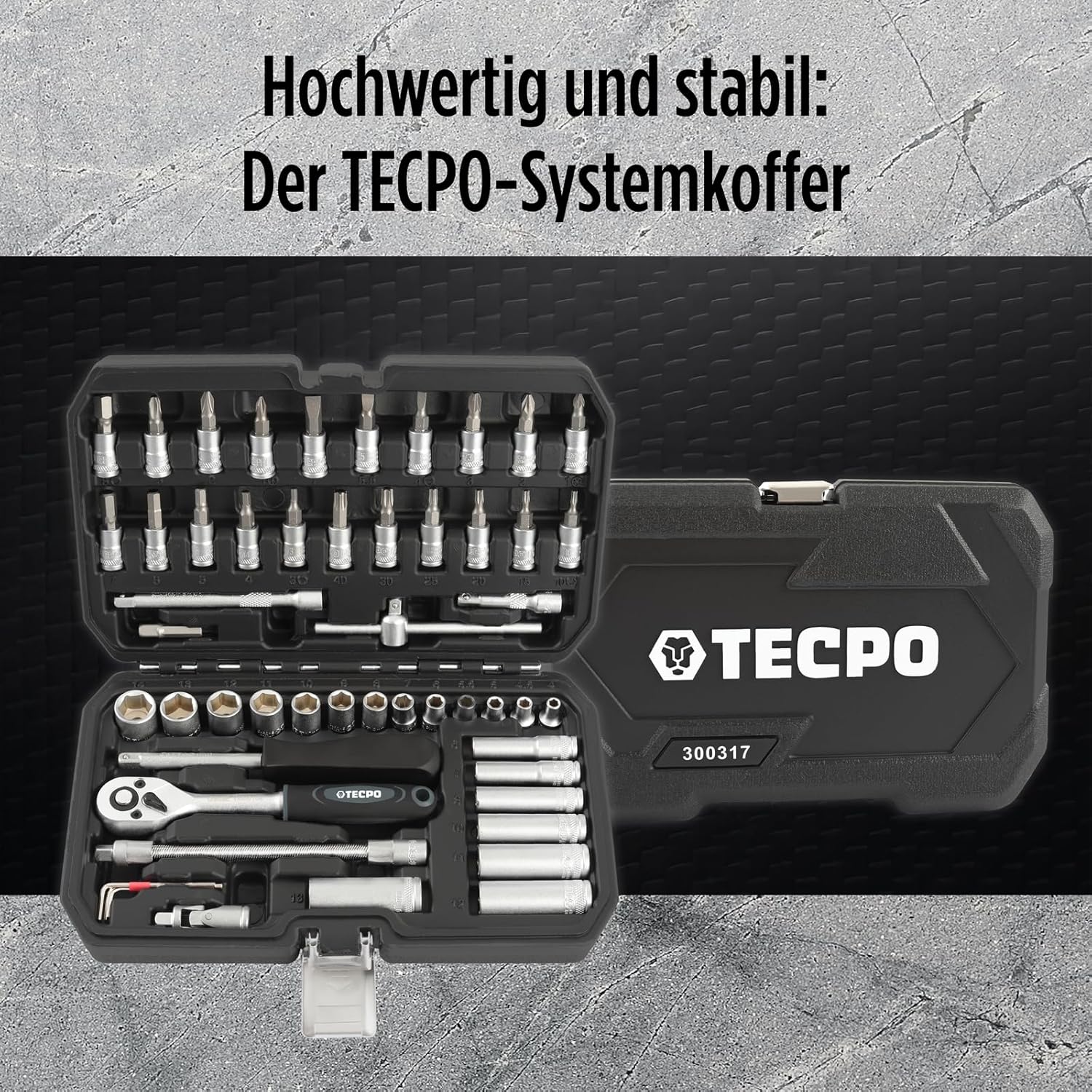 🚗 KFZ & Werkstatt – TECPO Socket Spanner Set 1/4 Inch 53-Piece Lever Reversible Ratchet Extension for Torx, Cross, Slotted & Allen Screws Chrome Vanadium Steel Socket Spanner Inserts Nut Set Nuts – Bild 6