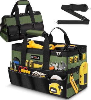 ⚒️ Bau & Montage – Professionelle Werkzeugtasche mit 21 Fächern – robuste Werkzeugaufbewahrung für Elektriker, Mechaniker und Handwerker, weiche Griffe, Reißverschluss und Tragegurt, ideale Weihnachtsgeschenke für Männer, Vater, Mutter, Frauen