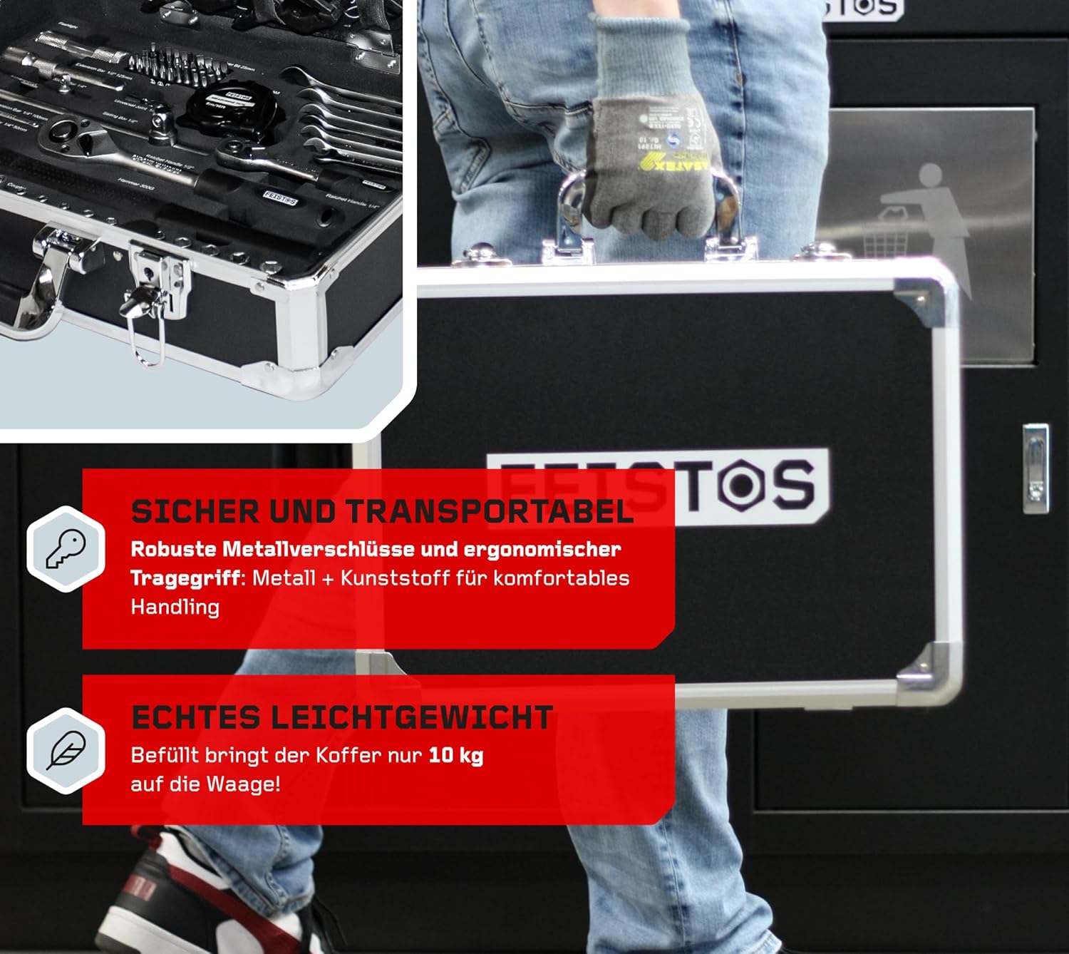 🔥 Angebote & Aktionen – Manos 141 Tool Box, Equipped with 141 High-Quality Tools, Robust Steel Case with Metal Clasps, Ergonomic Carry Handle, Ideal for Mobile Use – Bild 4