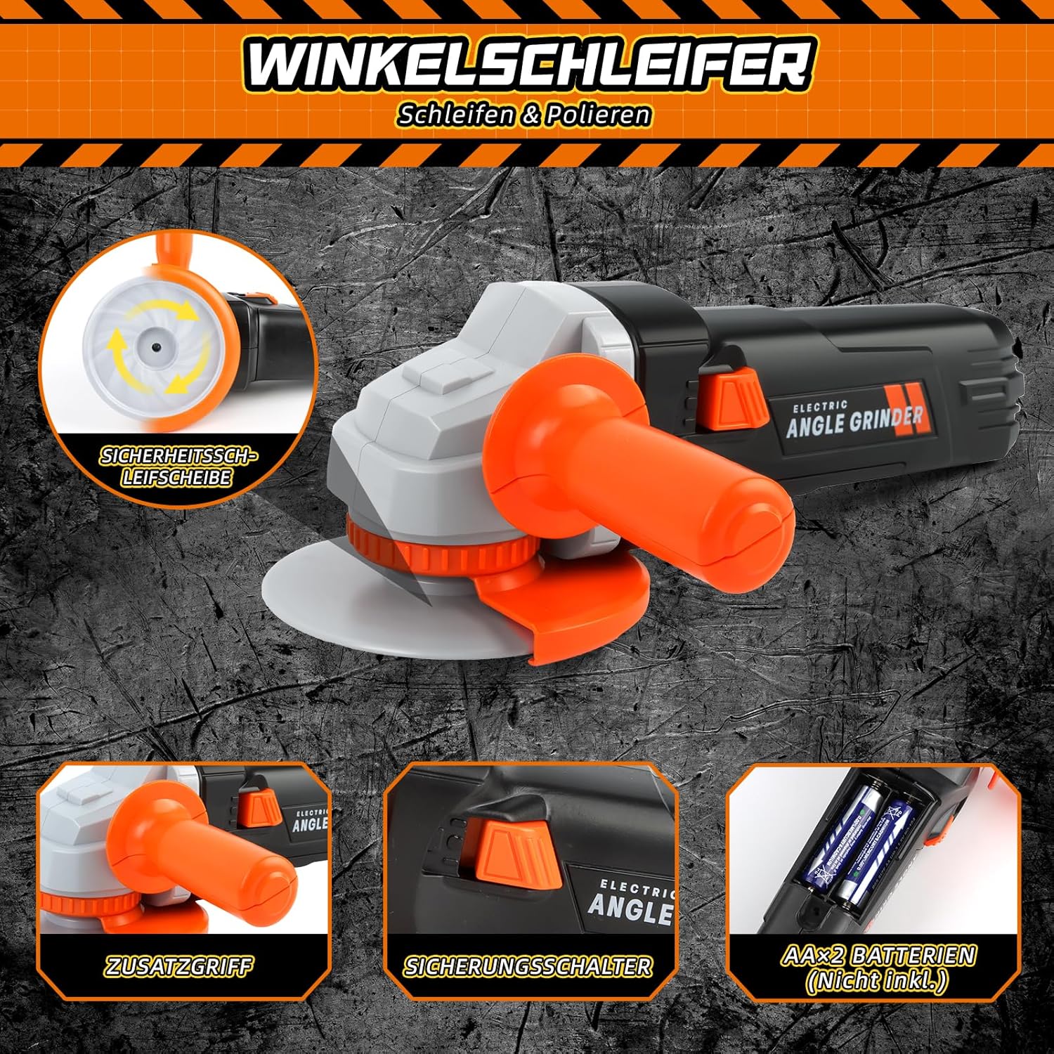 ⚡ Elektro & Technik – Kinder Werkzeugkasten, Werkzeugset Kinder mit Kettensäge & Bohrmaschine & Winkelschleifer, Rollenspielspielzeug ab 3 4 5 6 7 8 Jahre Jungen Mädchen (50 Teile) – Bild 4
