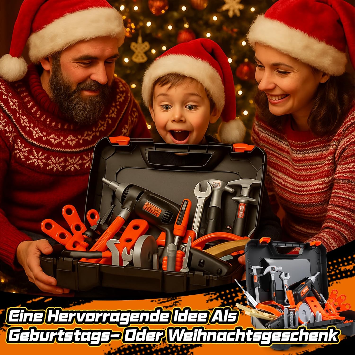⚡ Elektro & Technik – Kinder Werkzeugkasten, Werkzeugset Kinder mit Kettensäge & Bohrmaschine & Winkelschleifer, Rollenspielspielzeug ab 3 4 5 6 7 8 Jahre Jungen Mädchen (50 Teile) – Bild 8