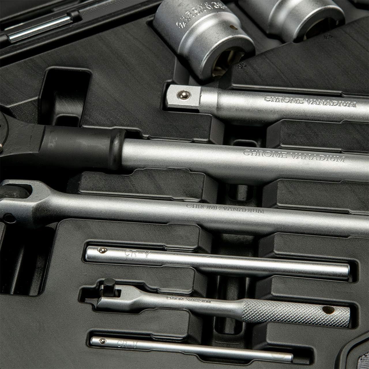 🚗 KFZ & Werkstatt – Socket Spanner Set 1/4 + 1/2 + 3/4 Inch Filled with Ratchet and Hex Inserts Professional Tool Box Car Tool Screwdriver Set No. 3980 Giant WGB – Bild 4