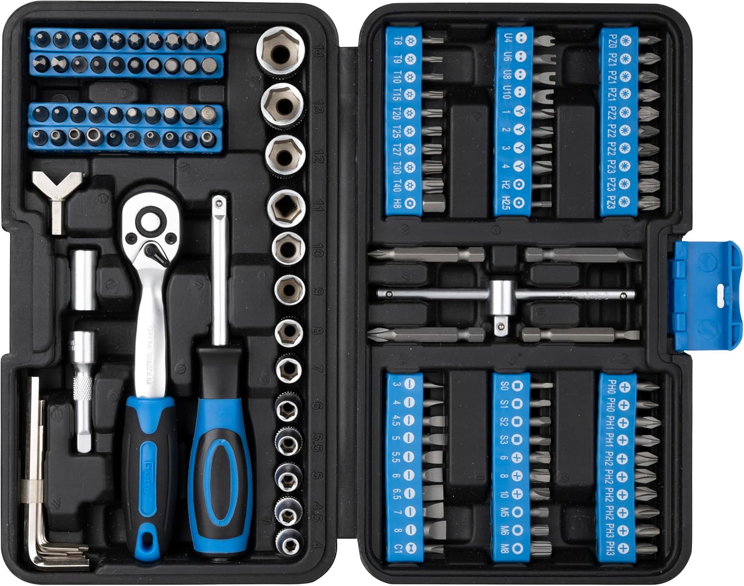 🔥 Angebote & Aktionen – Güde GSB 130 39001 130-Piece Chrome Vanadium Steel Tool Set in Handy Storage Box - Blue/Black – Bild 5