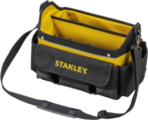 ⚒️ Bau & Montage – STANLEY Offene Werkzeugtasche (31 x 20 x 26 cm, acht Außen- und zehn Innentaschen, Innenorganizer, 20 kg Tragkraft, gummierter Griff, wasserabweisender Polypropylenboden) STST1-70718