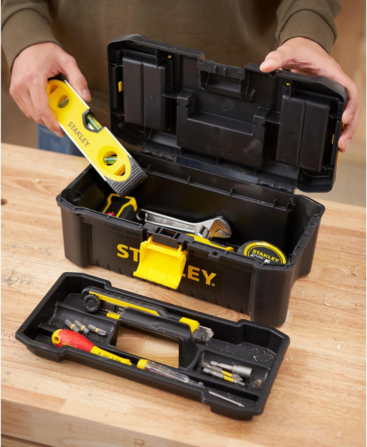 🔥 Angebote & Aktionen – Stanley STST1-75514"Essential" 12.5" Toolbox with Plastic Latches, Black/Yellow – Bild 6