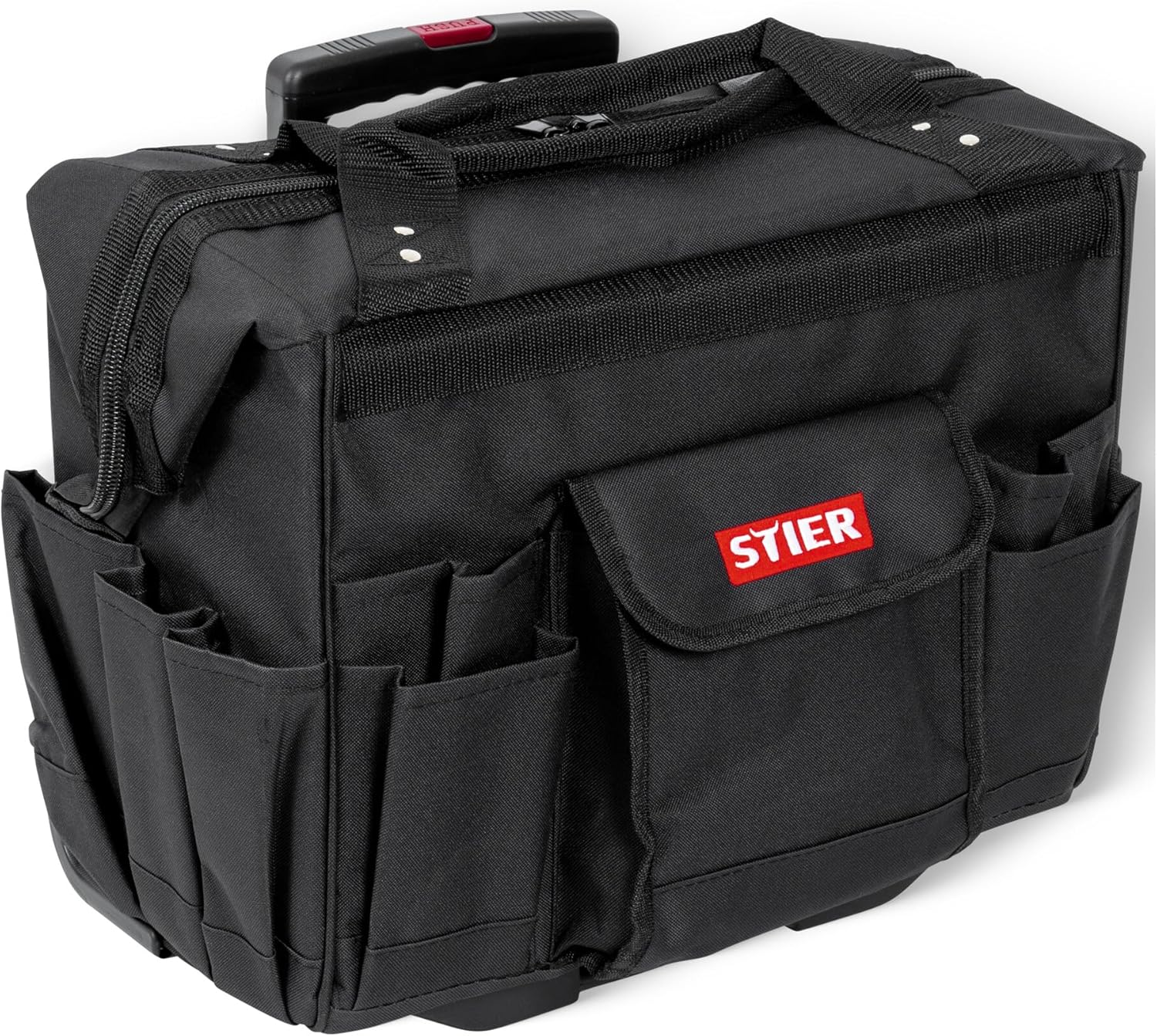 ⚡ Elektro & Technik – STIER Premium+ Werkzeugwagen, leer und unbestückt, schwarzer Werkzeugkasten, reißfestes Polyester, 19 Fächer, leichtgängige Rollen und ergonomischer Griff für bequemen Transport – Bild 2