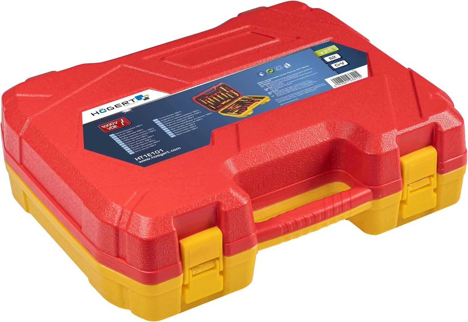 ⚡ Elektro & Technik – HÖGERT TECHNIK 25-teiliges Elektriker-Werkzeugset, isolierter 1000-V-Handschraubendreher, Schlitz- und Kreuzschraubendreher, Zange, Spannungsprüfer, Kunststoffkoffer, Werkzeugset – Bild 2