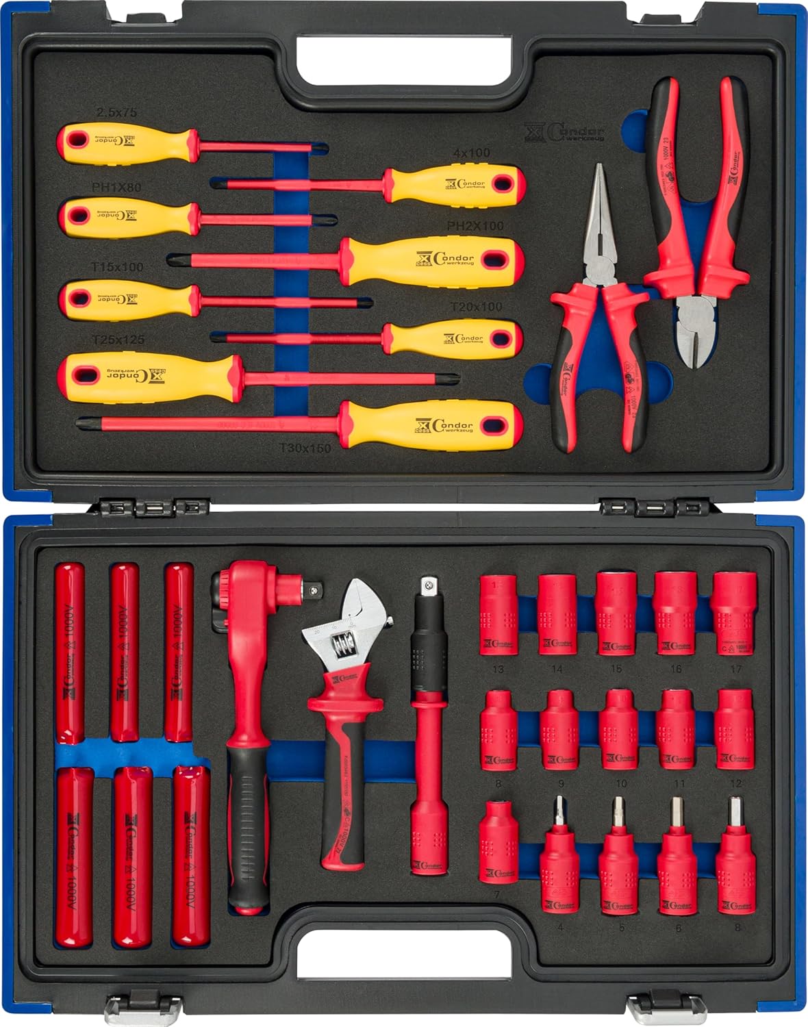 🚗 KFZ & Werkstatt – Condor Werkzeug 30034 | VDE tool box | 34 pieces | 3/8 inch | for work up to 1,000 V | ideal for repair and maintenance of electric vehicles | DIN ISO EN 60900 | xcess performance – Bild 3