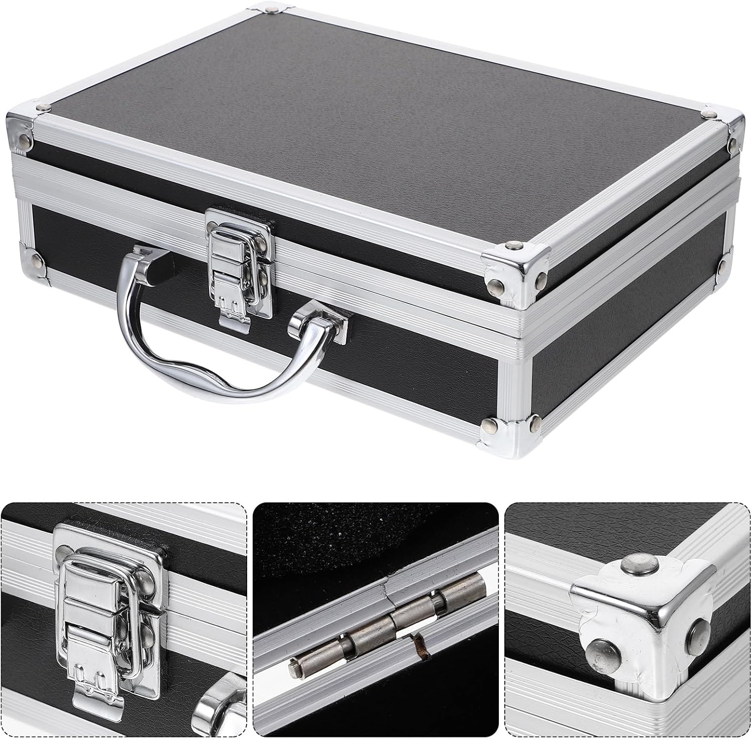 ⚡ Elektro & Technik – Yardenfun Tragbarer Aluminium Werkzeugkoffer mit Hartschale Multifunktionale Aufbewahrungsbox 23X16X7cm Schwarzer Metallkoffer für Elektriker und Werkzeugzubehör – Bild 8