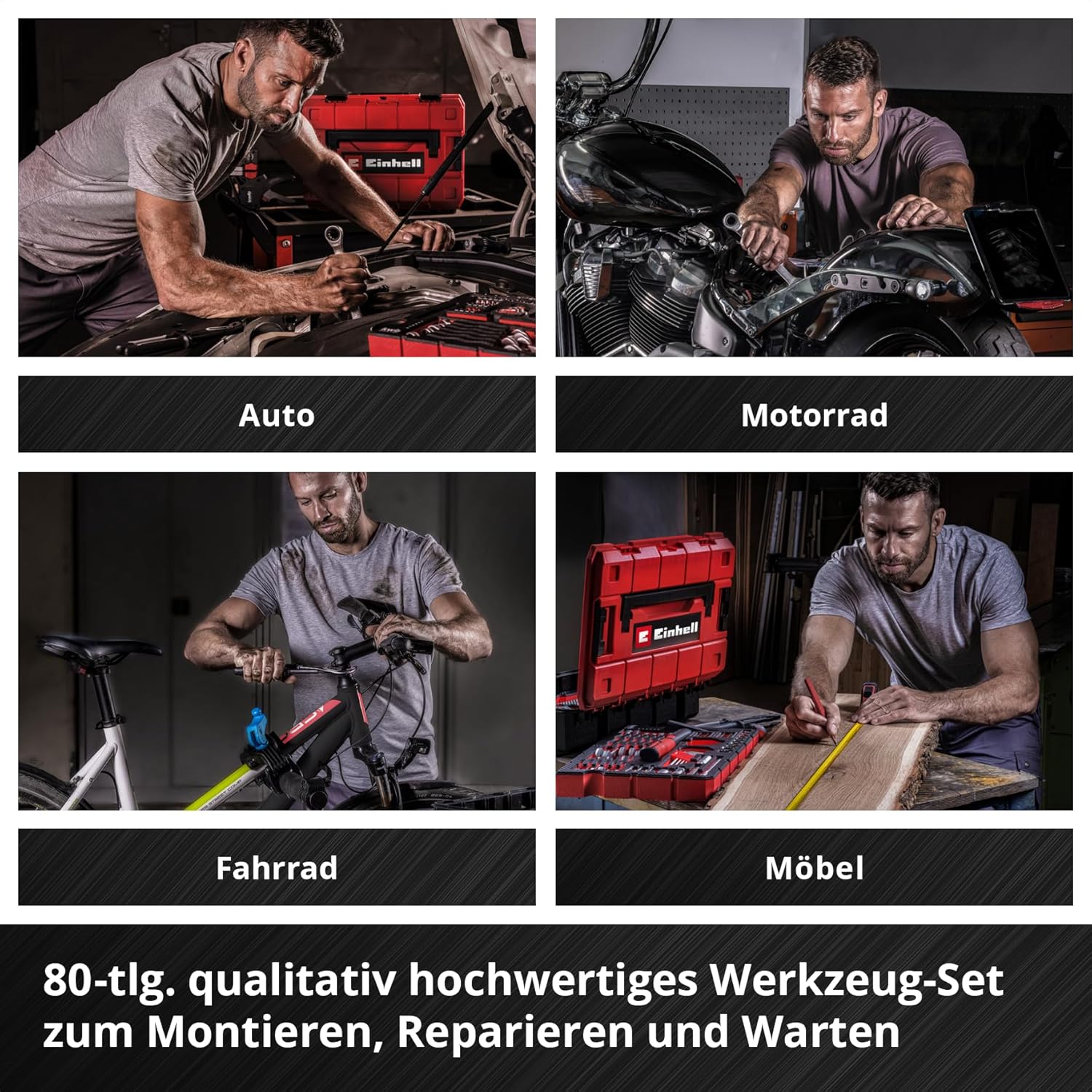⚡ Elektro & Technik – Original Einhell E-CASE 80-tlg. Werkzeugkoffer (Werkzeug-Set im robusten, stapelbaren Kunststoffkoffer als ideale Grundausstattung für den Haushalt, die Werkstatt oder unterwegs) – Bild 12