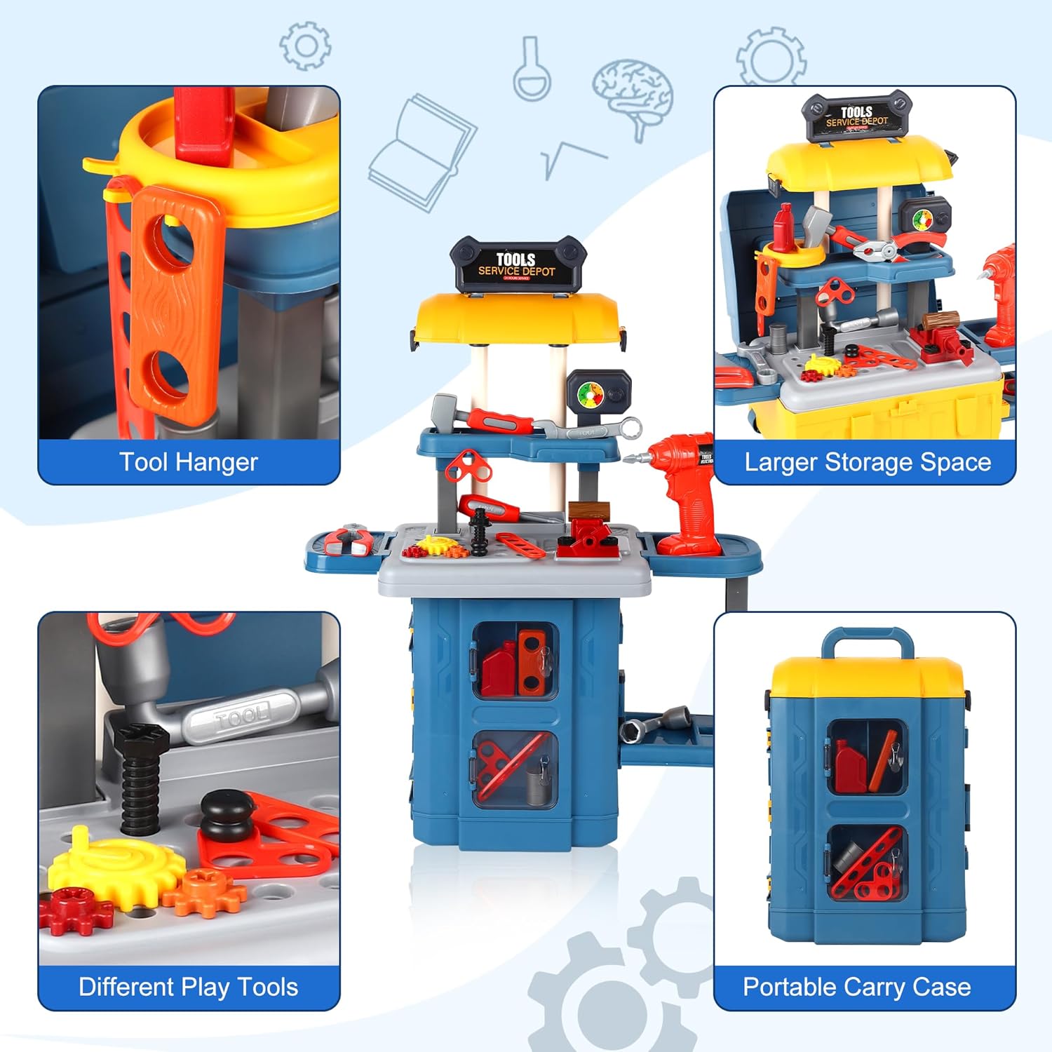 ⚡ Elektro & Technik – 3-in-1-Werkzeugkasten für Kinder, 46-teiliges Werkzeugset Kinder mit elektrischer Spielzeugbohrmaschine, Rollenspielspielzeug, Lernspielgeschenk ab 3 4 5 6 7 Jahren Jungen Mädchen – Bild 4