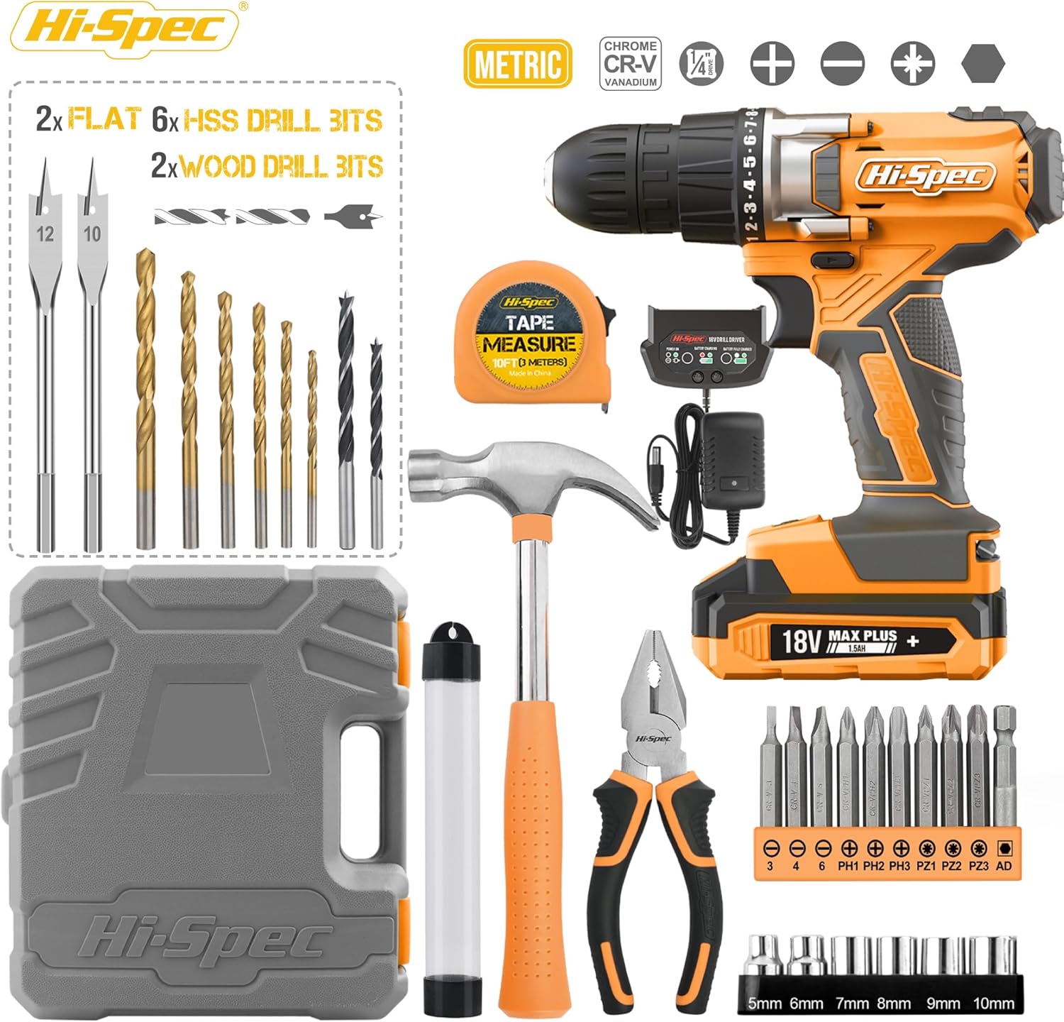 🔥 Angebote & Aktionen – Hi-Spec 25 Piece Small Tool Set for Basic Repairs in Mini Tool Box Tool Set with Mini Hammer, Bit Set, Nail Kit, Tape Measure and More – Bild 2