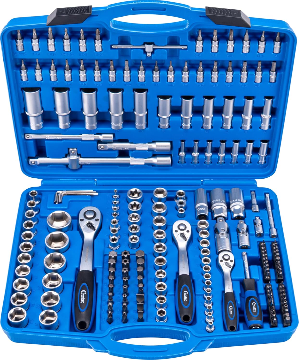 🚗 KFZ & Werkstatt – Condor Werkzeug 1171 | Socket Spanner Set | 191 Pieces | 1/4 Inch + 3/8 Inch + 1/2 Inch | Hexagonal 4-32 mm | Ratchet Wrench Set Fully Equipped Ratchet Box for Workshop and DIY Enthusiasts – Bild 2