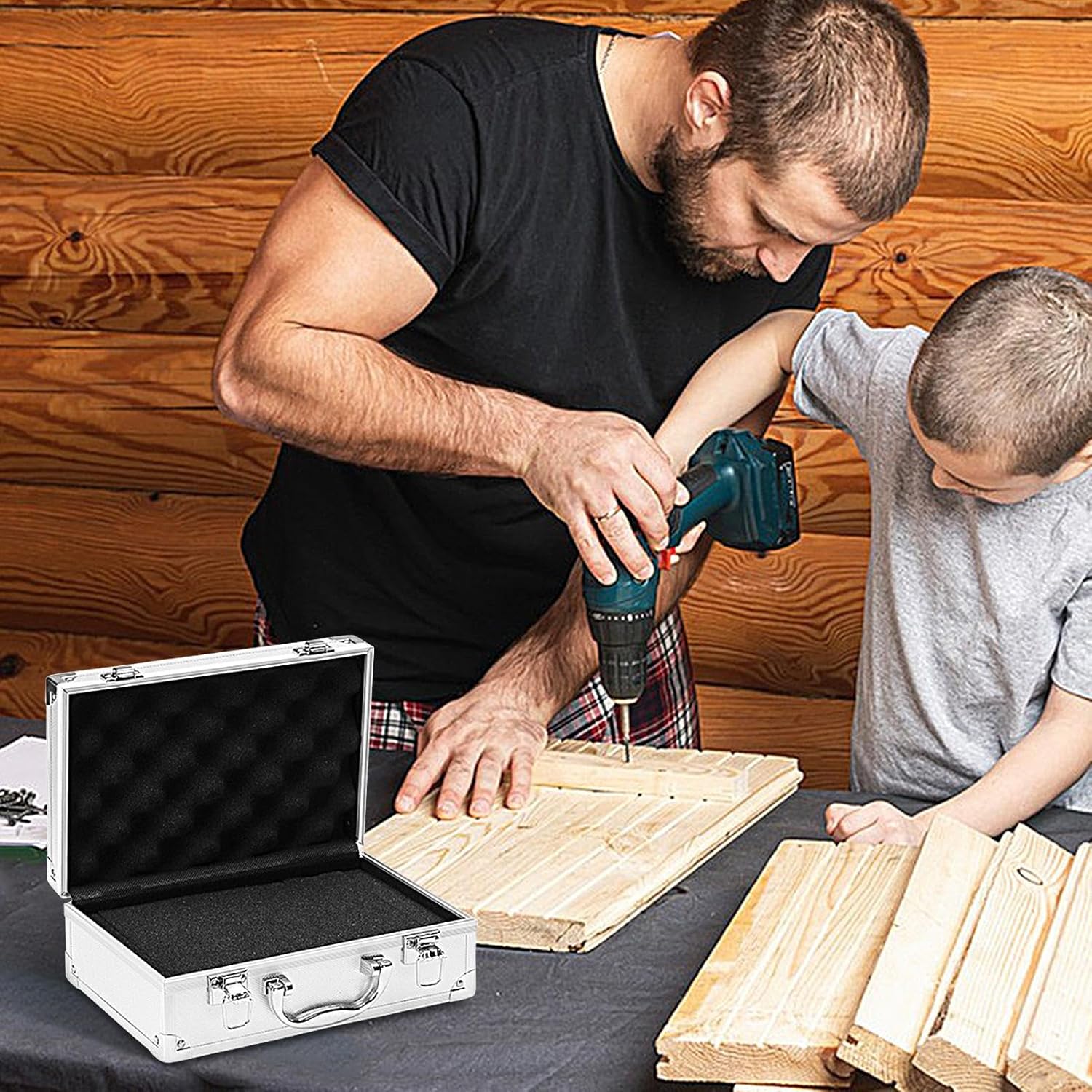 ⚡ Elektro & Technik – Kleine Aluminiumbox, Aluminiumkoffer, Werkzeugkoffer, Werkzeugkoffer aus Aluminium mit leerer Aluminiumbox, Aluminium-Werkzeugkasten, Werkzeugaufbewahrung für Elektriker, stoßfester Hartschalenkoffer, 25,5 x 16,5 x 9,5 cm – Bild 5
