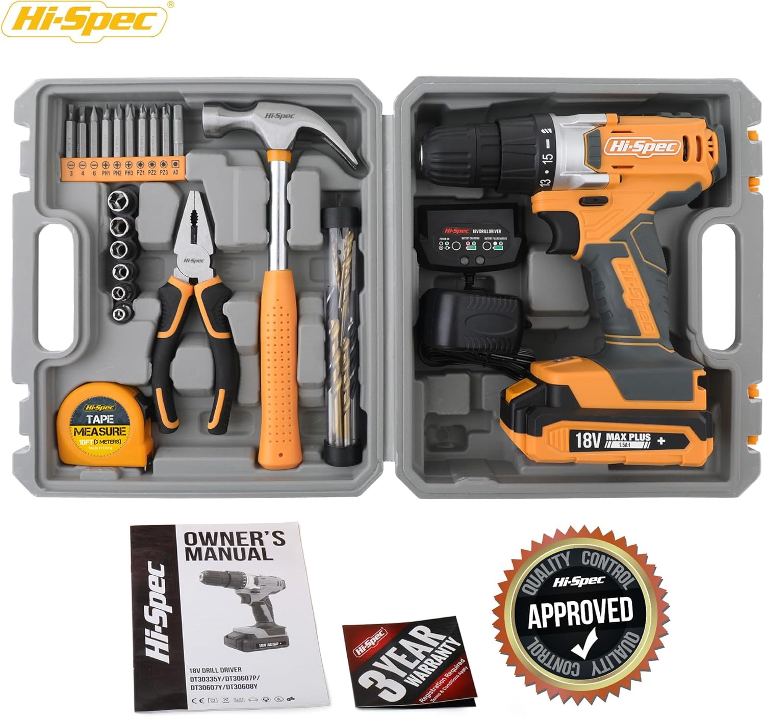 🔥 Angebote & Aktionen – Hi-Spec 25 Piece Small Tool Set for Basic Repairs in Mini Tool Box Tool Set with Mini Hammer, Bit Set, Nail Kit, Tape Measure and More – Bild 7