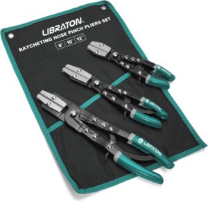 🚗 KFZ & Werkstatt – LIBRATON Hose Clamp Pliers, 3 Pieces Ratchet Hose Pliers, Car Hose Clamp, Hose Clamp Pliers for Fuel, Flexible, Cooler Hose, with Storage, 8" 10" 12"