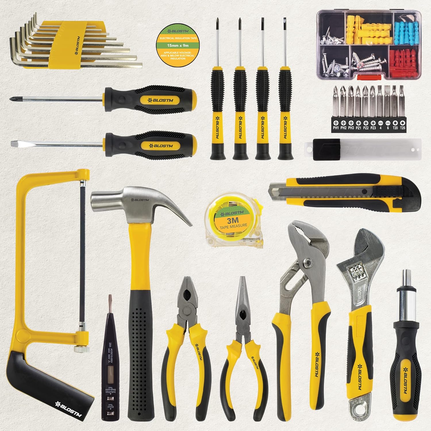 🔥 Angebote & Aktionen – BLOSTM Filled Tool Box 100 Pieces - Tool Set, Tool Box Filled with Essential Hand Tool for DIY - Large Household Tool Set with Hammer, Pliers, Screwdriver Set – Bild 7