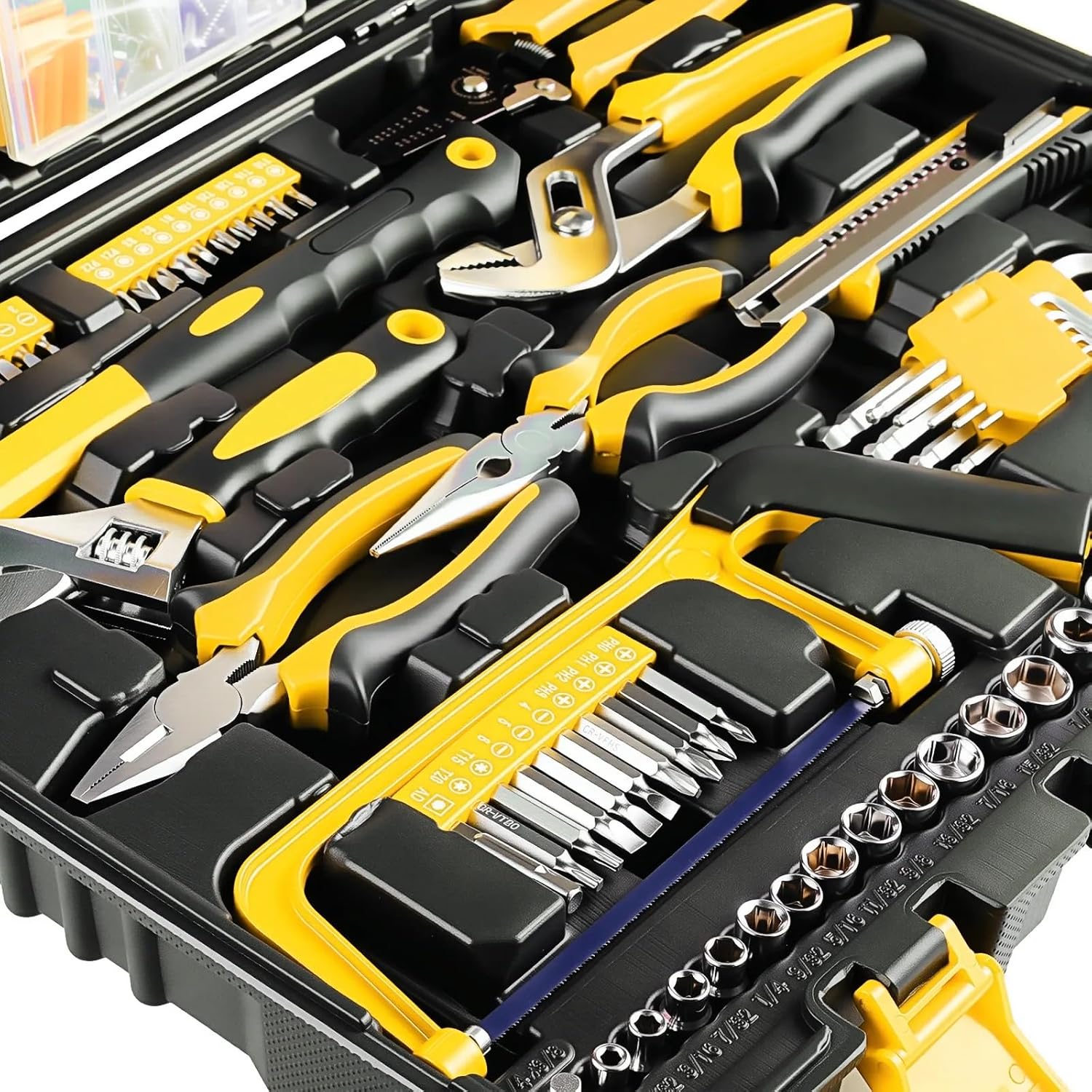 ⚒️ Bau & Montage – TLGREEN 198-teiliger, gefüllter Werkzeugkasten, Haushaltswerkzeug-Set mit Ratsche, Steckschlüssel-Set, Schraubendreher, Universal-Werkzeug-Sets – Bild 3