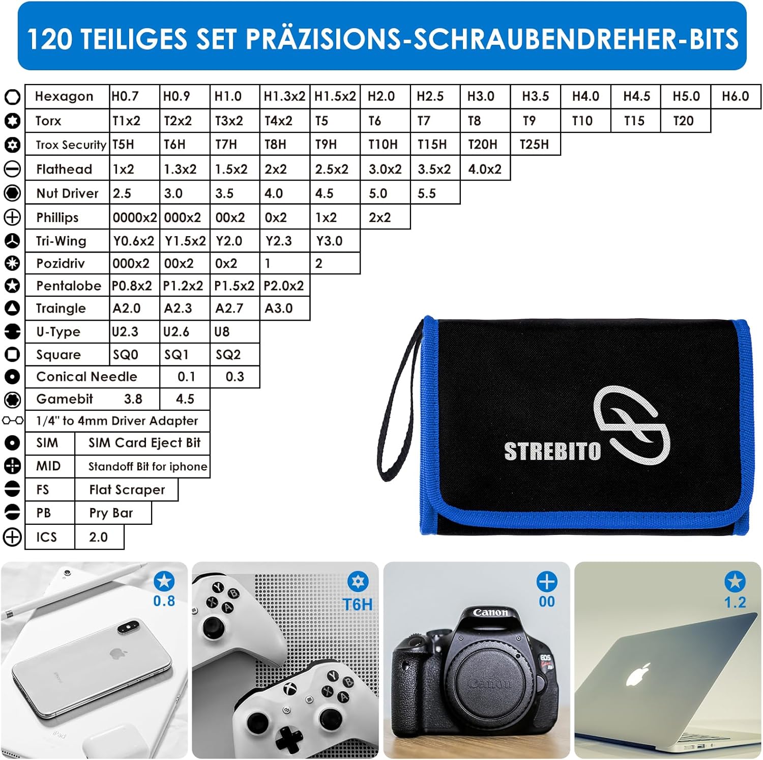 ⚡ Elektro & Technik – STREBITO Elektronische Präzisions-Schraubendreher-Sets, 142-teilig, mit 120 Bits, magnetisches Reparatur-Werkzeug-Set für iPhone, MacBook, Computer, Laptop, PC, Tablet, PS4, Spielekonsole – Bild 2