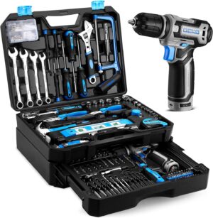 🚗 KFZ & Werkstatt – 238-Piece Filled Tool Box: DEKO Tool Set with 12V Cordless Drill, Drawer Tool Box (Easy Access), for Men/Women - Home Repairs, Vehicle Maintenance, DIY