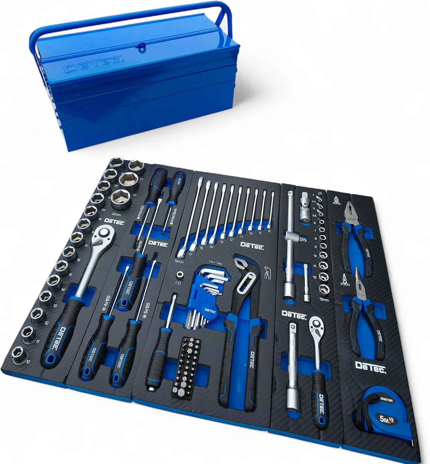 🔥 Angebote & Aktionen – Blue Filled Tool Box Metal 96-Piece Tool Set with Carbon Look Insert Tool Box Blue Edition Tool Box – Bild 6
