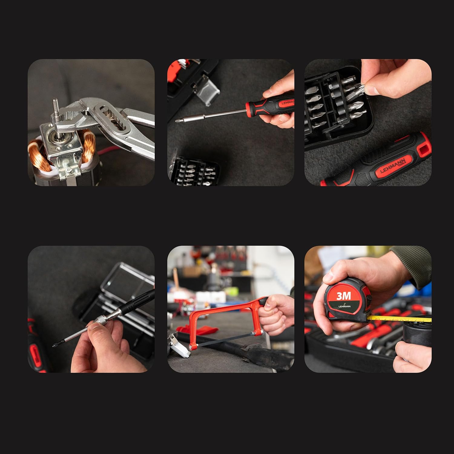🔥 Angebote & Aktionen – LEHMANN Tool Set 65 Pieces - Plastic Case with Carry Handle - Tools with Rubberised Handle - Tool Box Including Wrench, Hammer, Pliers - Tool Set for Workshop and Household – Bild 4