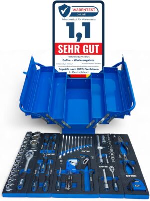 🔥 Angebote & Aktionen – Blue Filled Tool Box Metal 96-Piece Tool Set with Carbon Look Insert Tool Box Blue Edition Tool Box