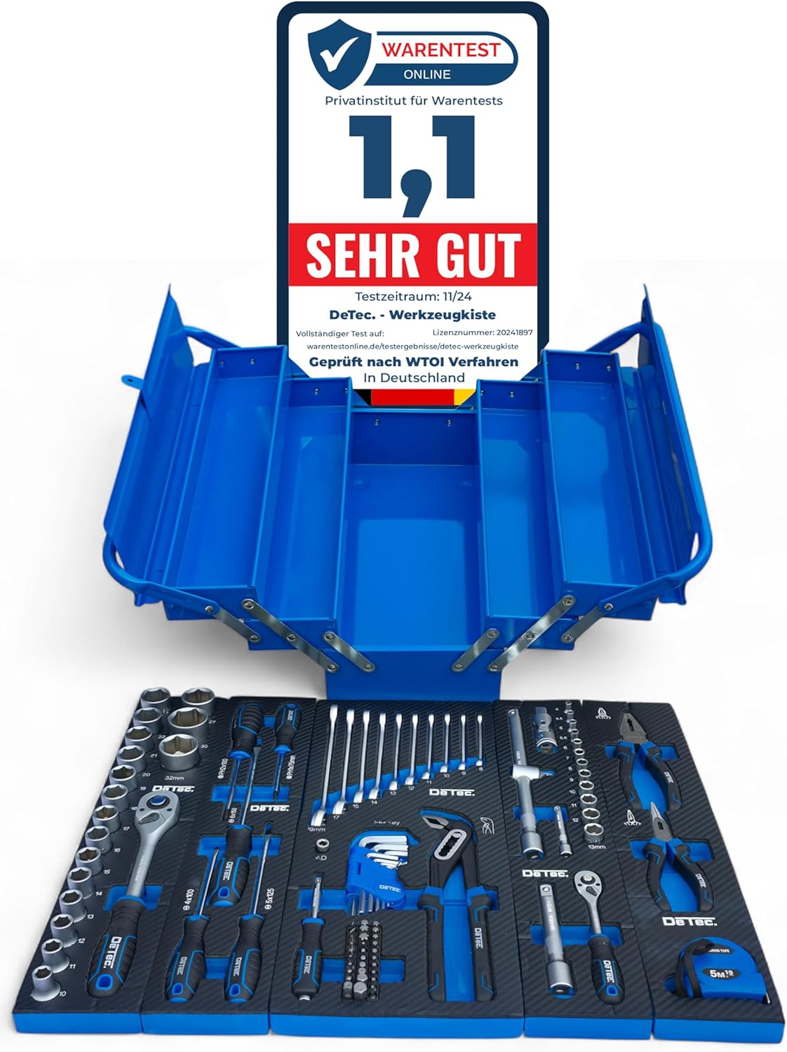 🔥 Angebote & Aktionen – Blue Filled Tool Box Metal 96-Piece Tool Set with Carbon Look Insert Tool Box Blue Edition Tool Box