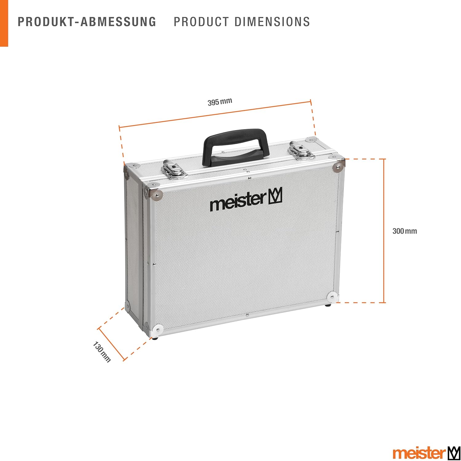 ⚡ Elektro & Technik – Meister Werkzeugkoffer leer, 395 x 300 x 130 mm, verstärkter Rücken, einzelne Fächer, abschließbar, Werkzeugkasten, Organizer, leerer Aluminiumkoffer, 9095330 – Bild 2