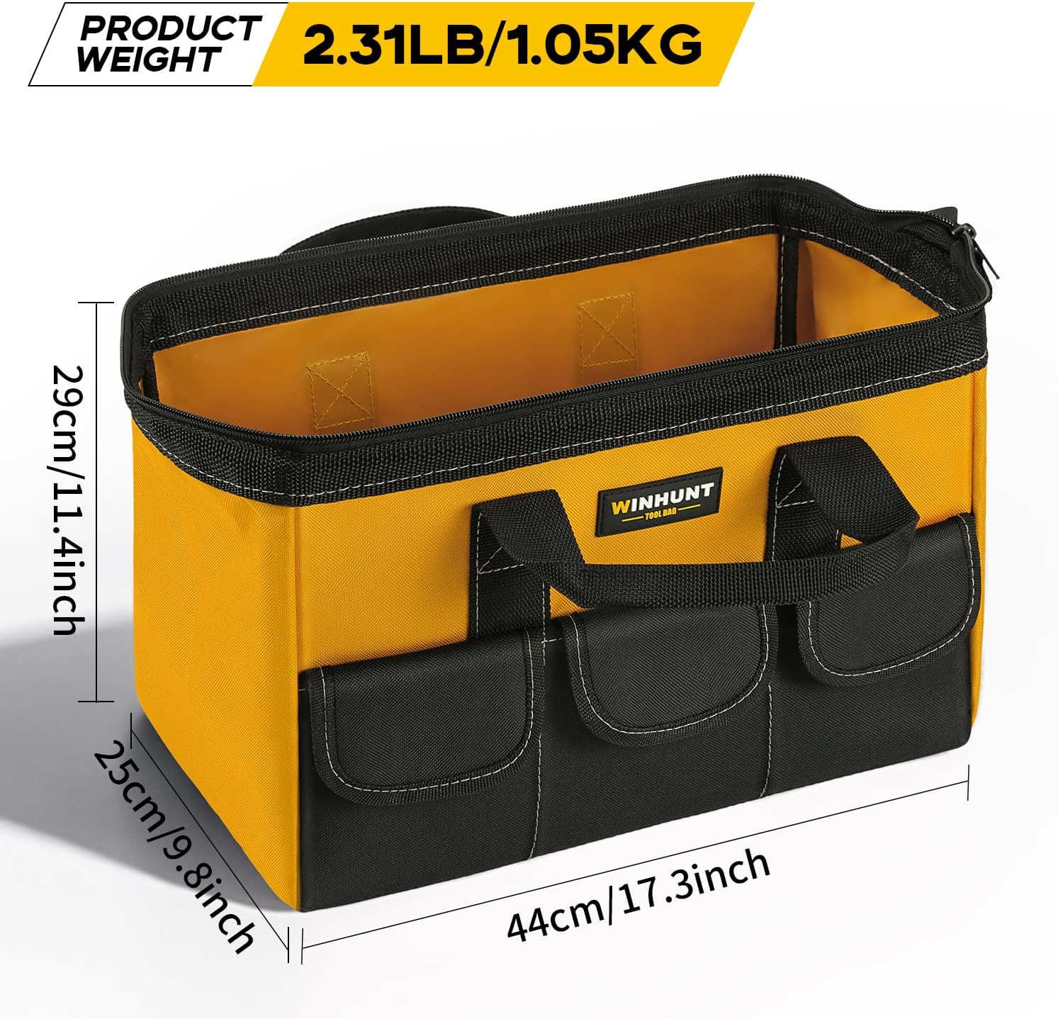 ⚒️ Bau & Montage – Große Werkzeugtasche, gelbe Werkzeugtaschen für Herren, strapazierfähig, 44 cm, grün, 1680D Polyester, ideal für Heimwerker und Handwerker – Bild 2