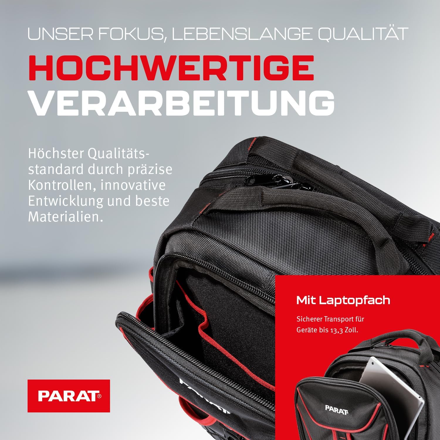 ⚡ Elektro & Technik – PARAT Basic Rucksack, Werkzeugrucksack 23 L für Elektriker, robuster Nylonrucksack, Werkzeugrucksack mit 15 Fächern und 6 Gummischlaufen, Elektrikerrucksack mit verstärktem Boden – Bild 4