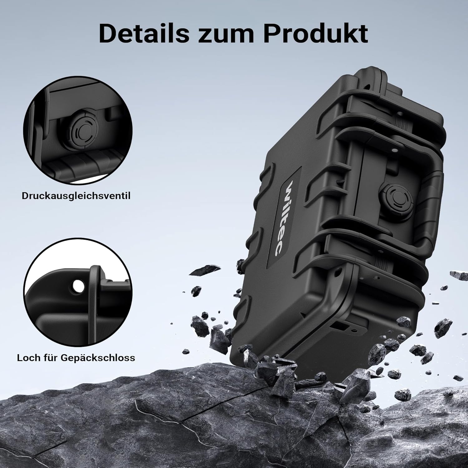 🔥 Angebote & Aktionen – Wiltec Universal Suitcase 25 x 21.8 x 11.3 cm, Waterproof Transport Case, Protective Case Made of PP and Fibreglass with Cube Foam – Bild 6
