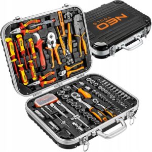 ⚡ Elektro & Technik – NEO TOOLS 108-teiliges VDE-isoliertes Schraubendreher-Set inklusive Spannungsprüfer-Steckplatz und PH- und PZ-Set – Elektriker-Werkzeugset – 1000 V zertifiziert, im Koffer