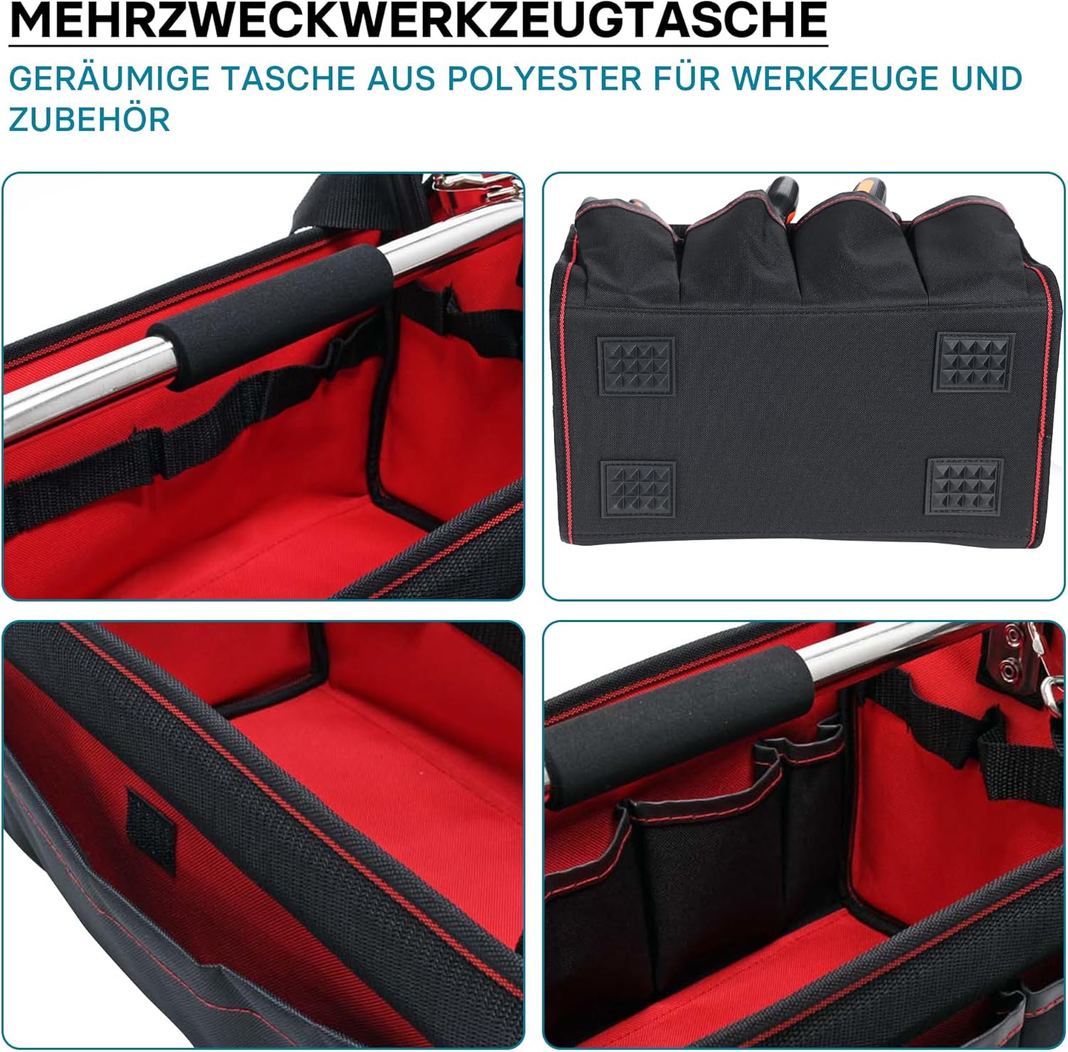⚒️ Bau & Montage – XL-Werkzeugtasche mit verstellbarem Schultergurt und Tragegriff, Innen- und Außentaschen – Bild 7